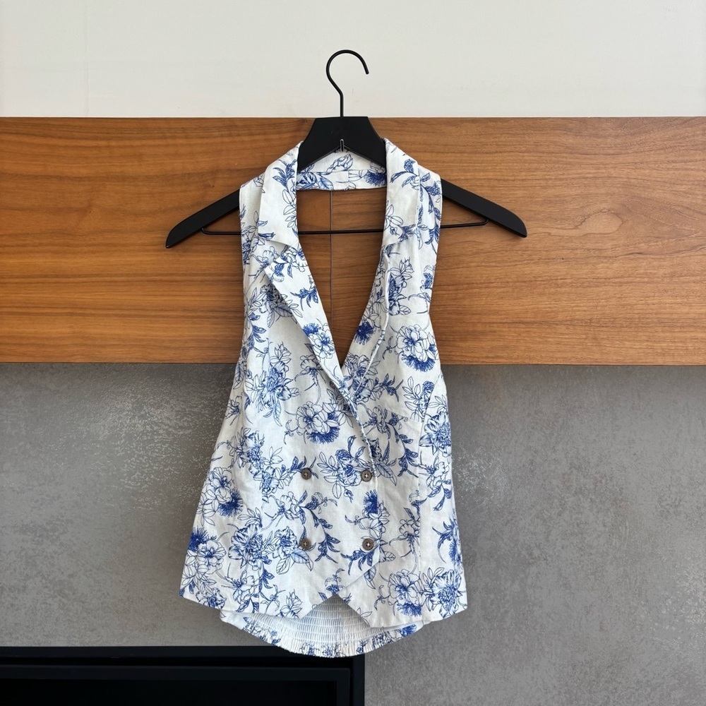 Jason Wu Linen Blend Halter Style Top, Size 10